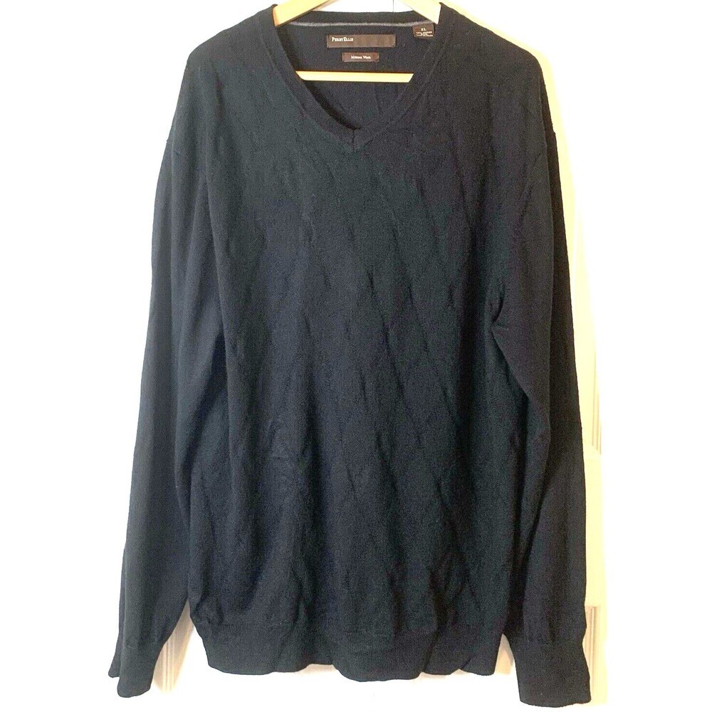 Perry Ellis Men’s Merino Wool Sweater V-Neck Pullover Size Large Dad Preppy Golf
